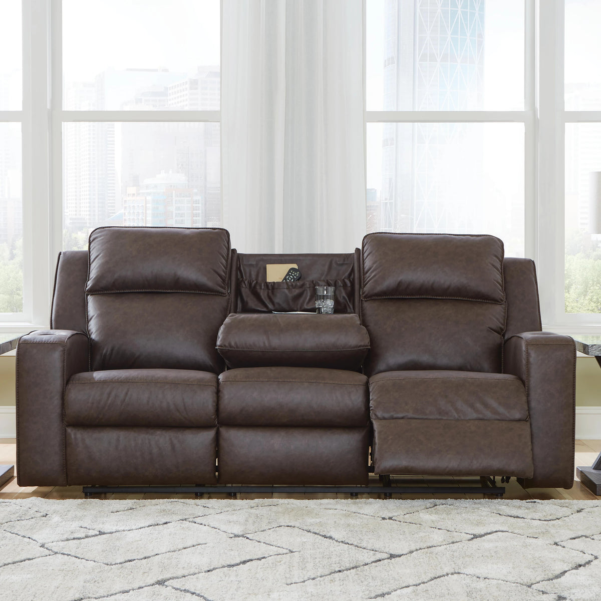 Lavenhorne Manual Reclining Sofa with Drop Down Table