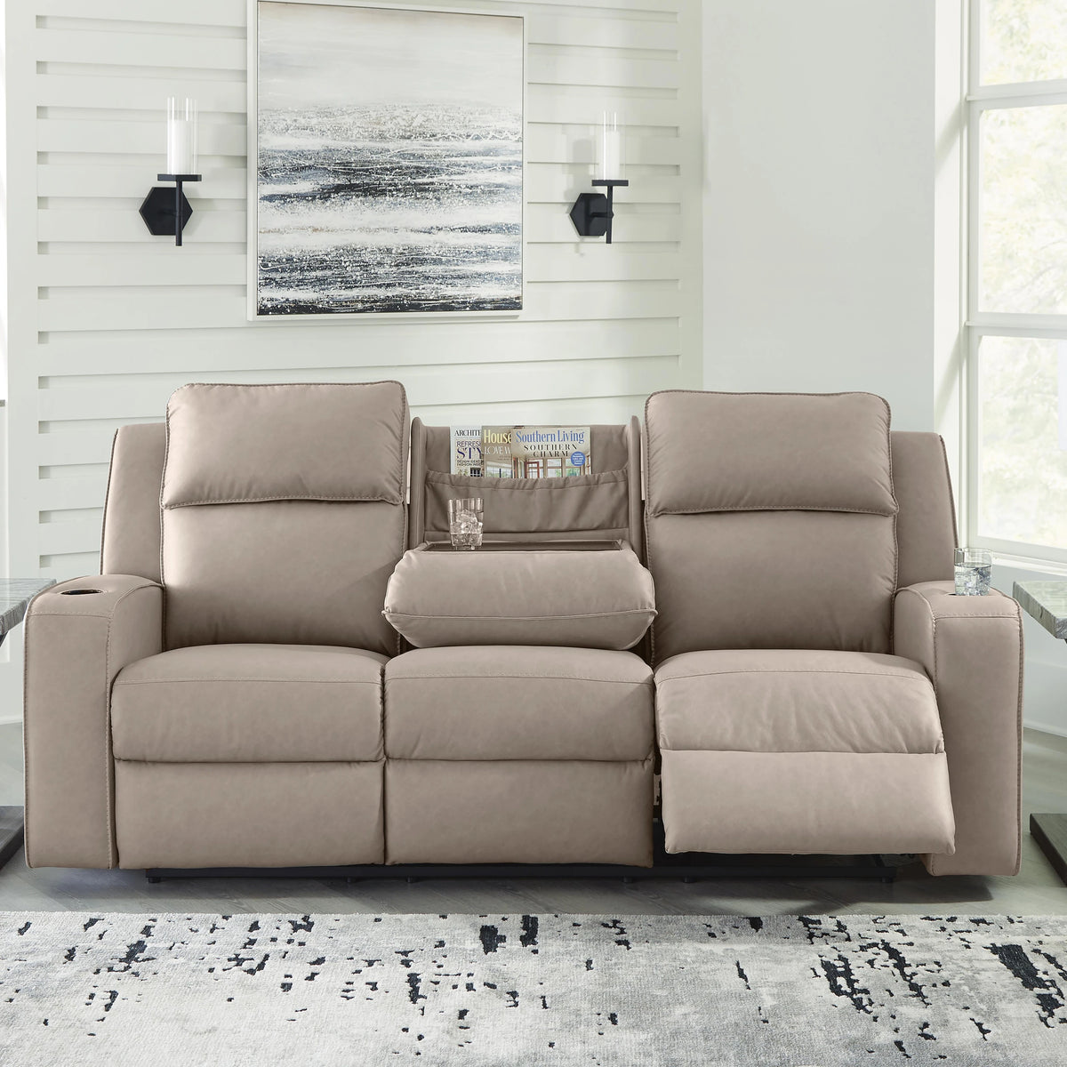 Lavenhorne Manual Reclining Sofa with Drop Down Table