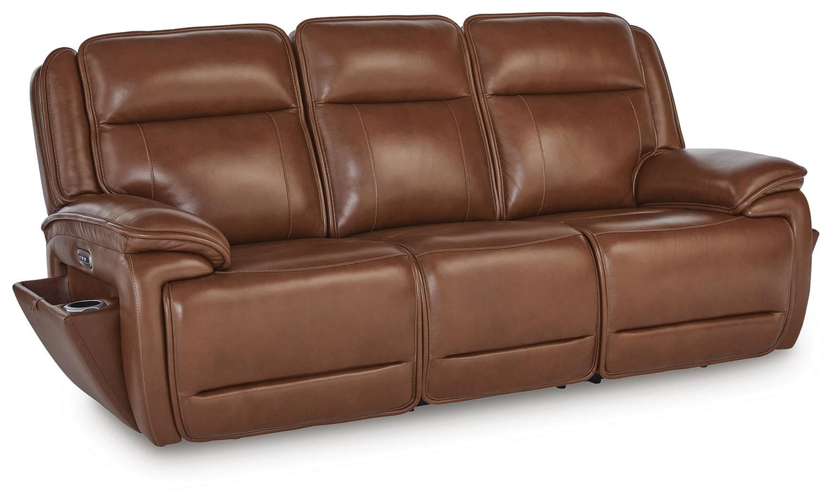 Healy Pier Dual Power Leather Reclining Sofa