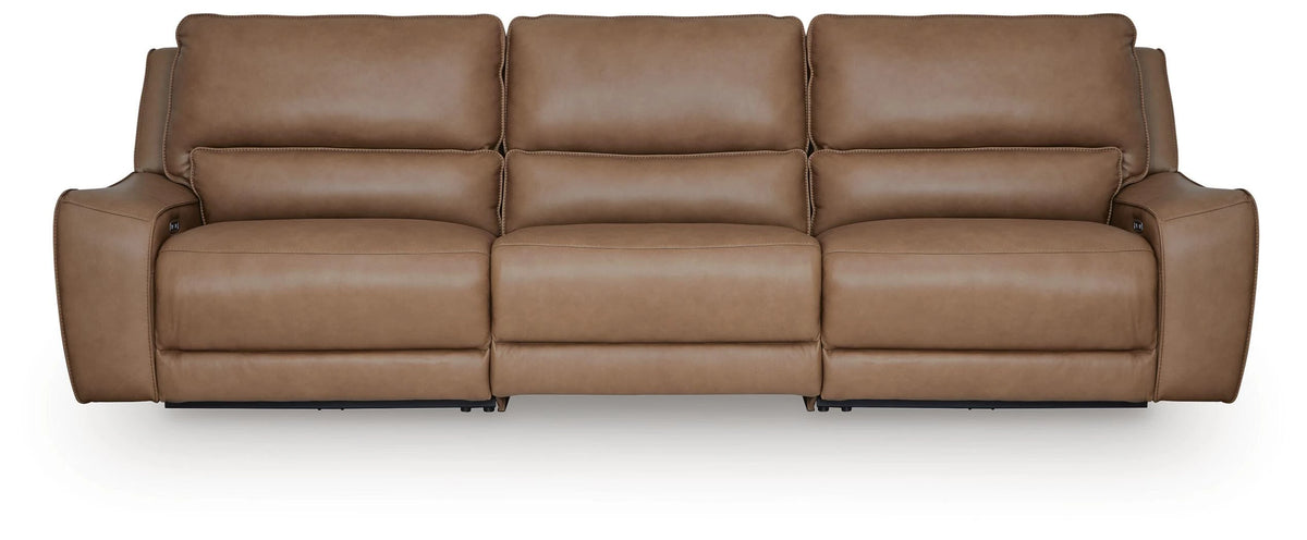DeepWakes 3-Piece Leather Dual Power Reclining Modular Sofa