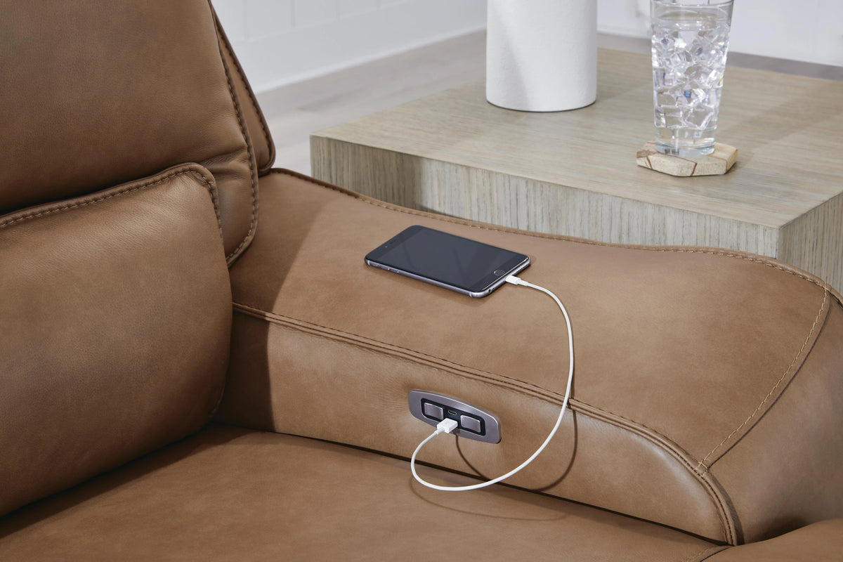 DeepWakes 3-Piece Leather Dual Power Reclining Modular Sofa