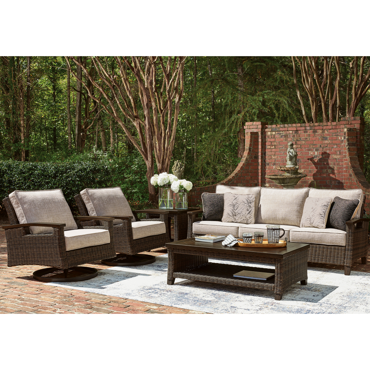 Monterey Point Outdoor Sofa & 2 Swivel Rocker Lounge Chairs*(Sold as Set Only)